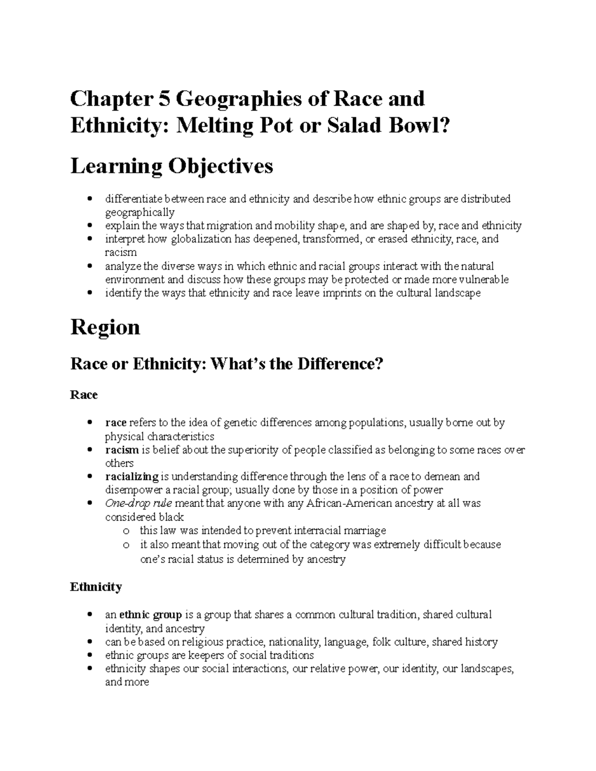 GCD Chapter 5 Geographies of Race and Ethnicity Melting Pot or Salad