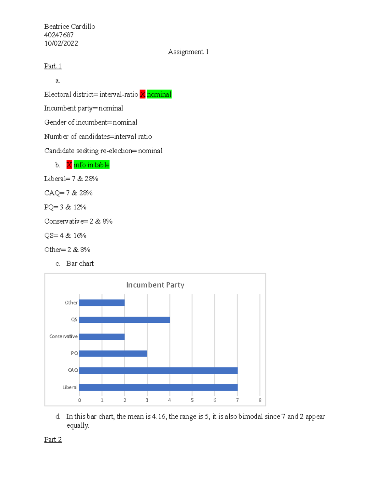 assignment 1 statistics