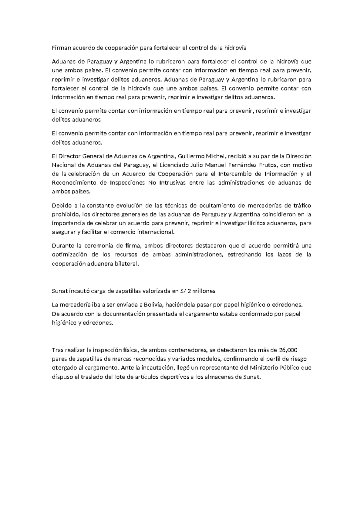 Aduanas - Firman acuerdo de cooperación para fortalecer el control de ...