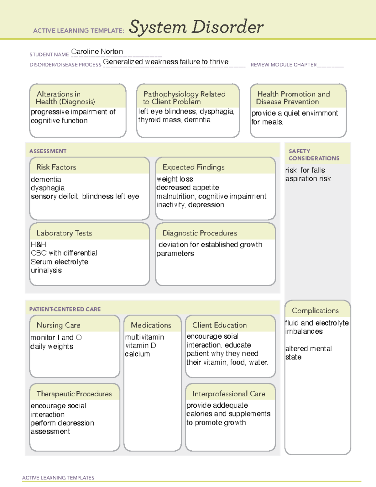 System Disorder Active Learning Template - ACTIVE LEARNING TEMPLATES ...