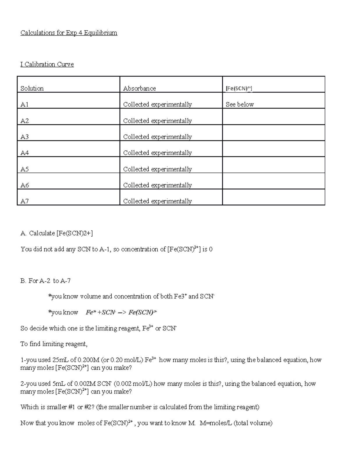 Calculations for Exp 4 Equilibrium(3) - Calculations for Exp 4 ...