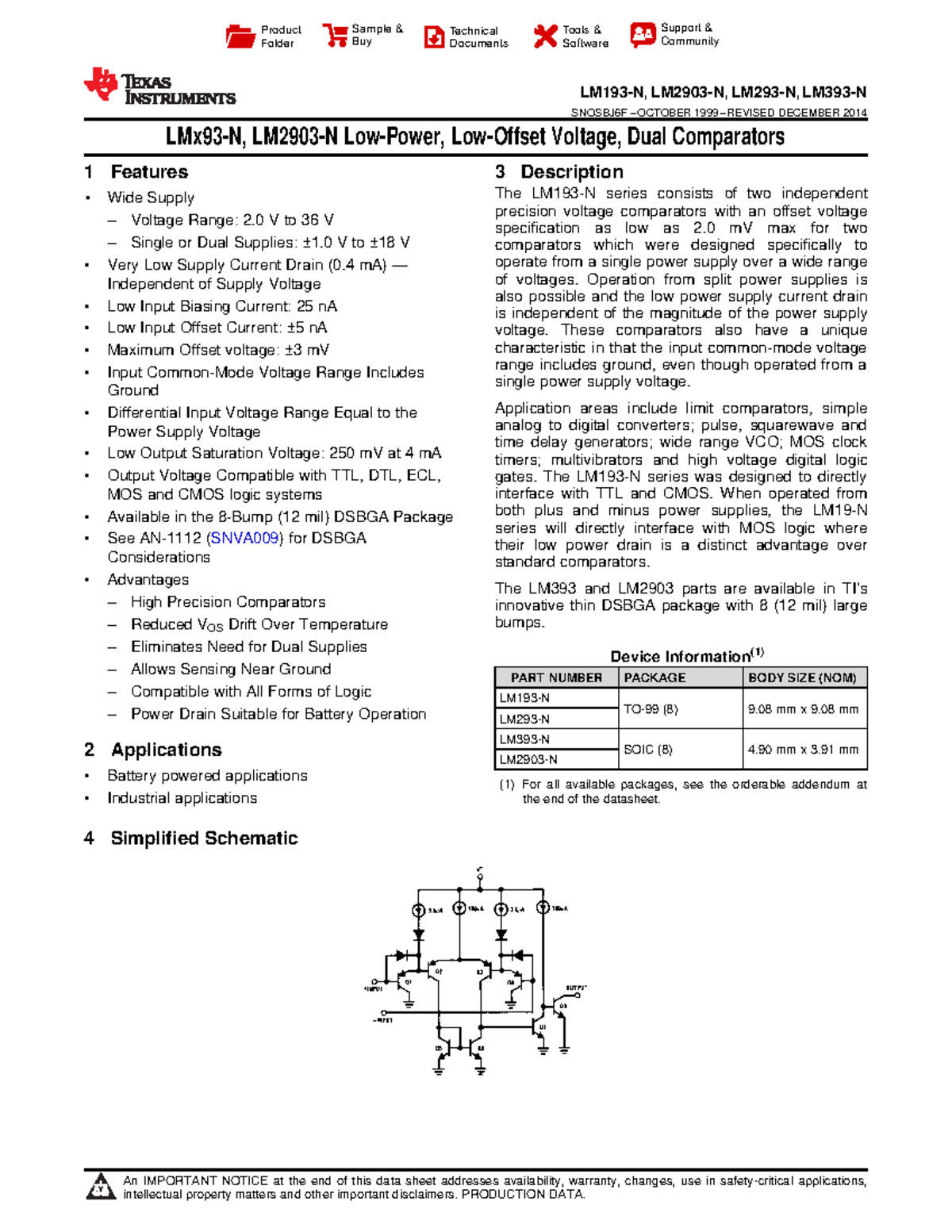 Lm393-n - lm393-n.pdf - Product Folder Sample & Buy Technical Documents ...