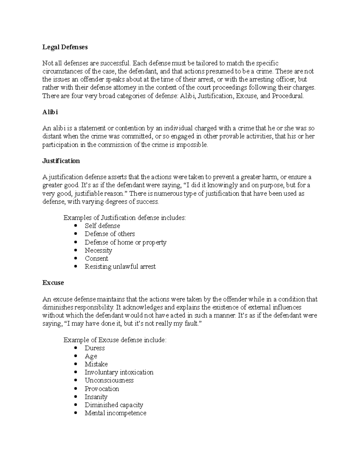 Legal Defenses - Legal Defenses Not all defenses are successful. Each ...