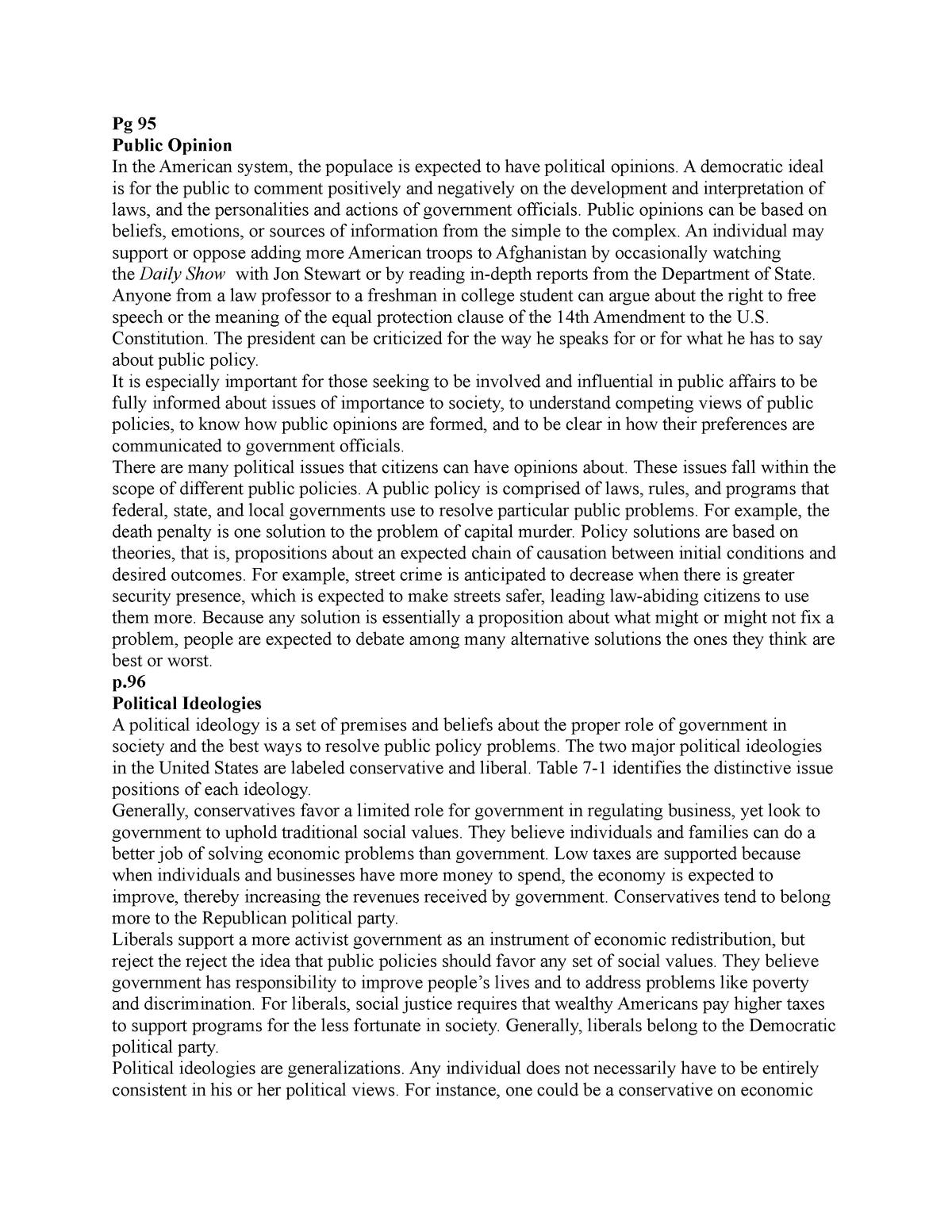 Paf 1250 notes - Pg 95 Public Opinion In the American system, the ...