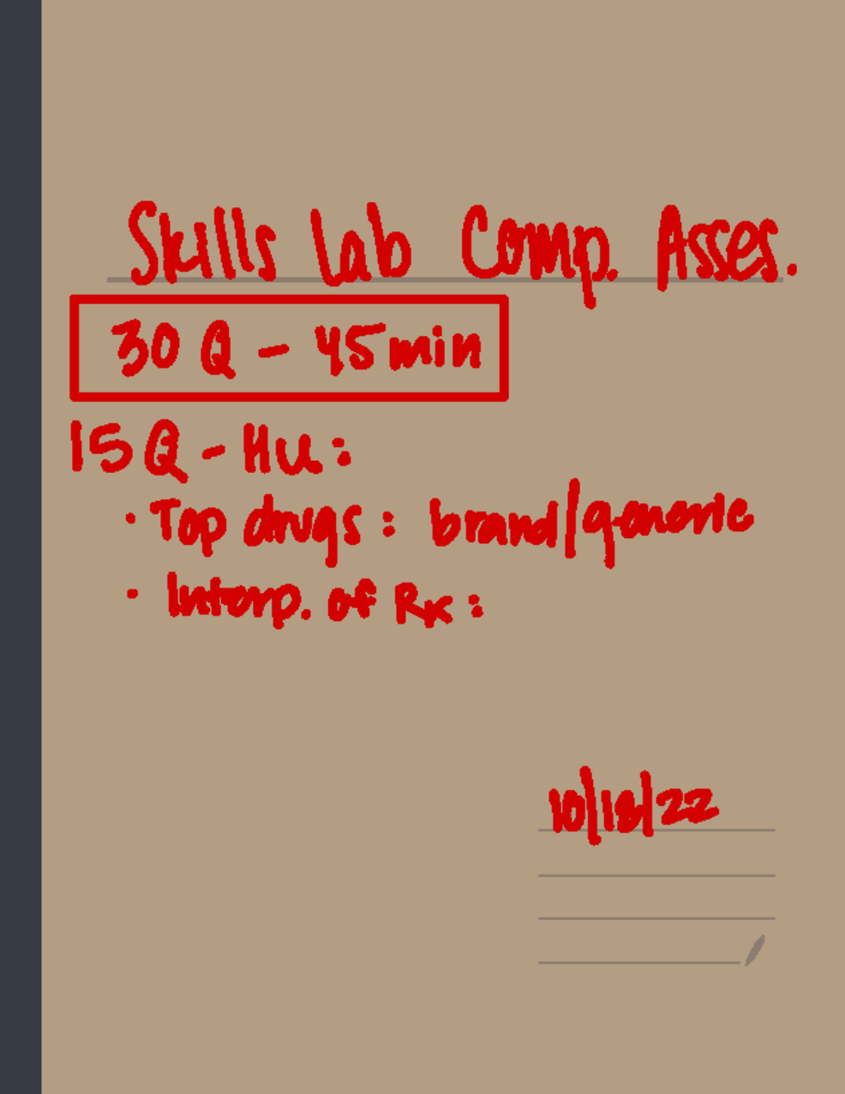 Competency Assessment Study Guide Skills lab comp. Asses. 30 Q