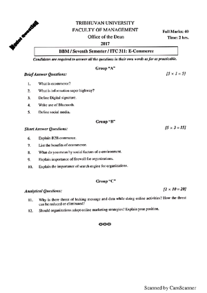 BBA BIM BBM 2nd Semester Model Question All - Model Question Level ...