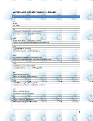 Vocabulario Aero EI Ingles tecnico VOCABULARIO AERON UTICO