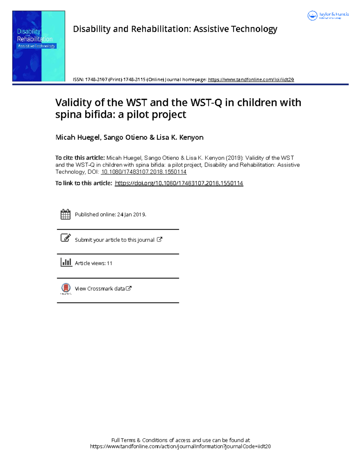 Validity of the Wheelchair Skill Test and the Wheelchair Skill Test