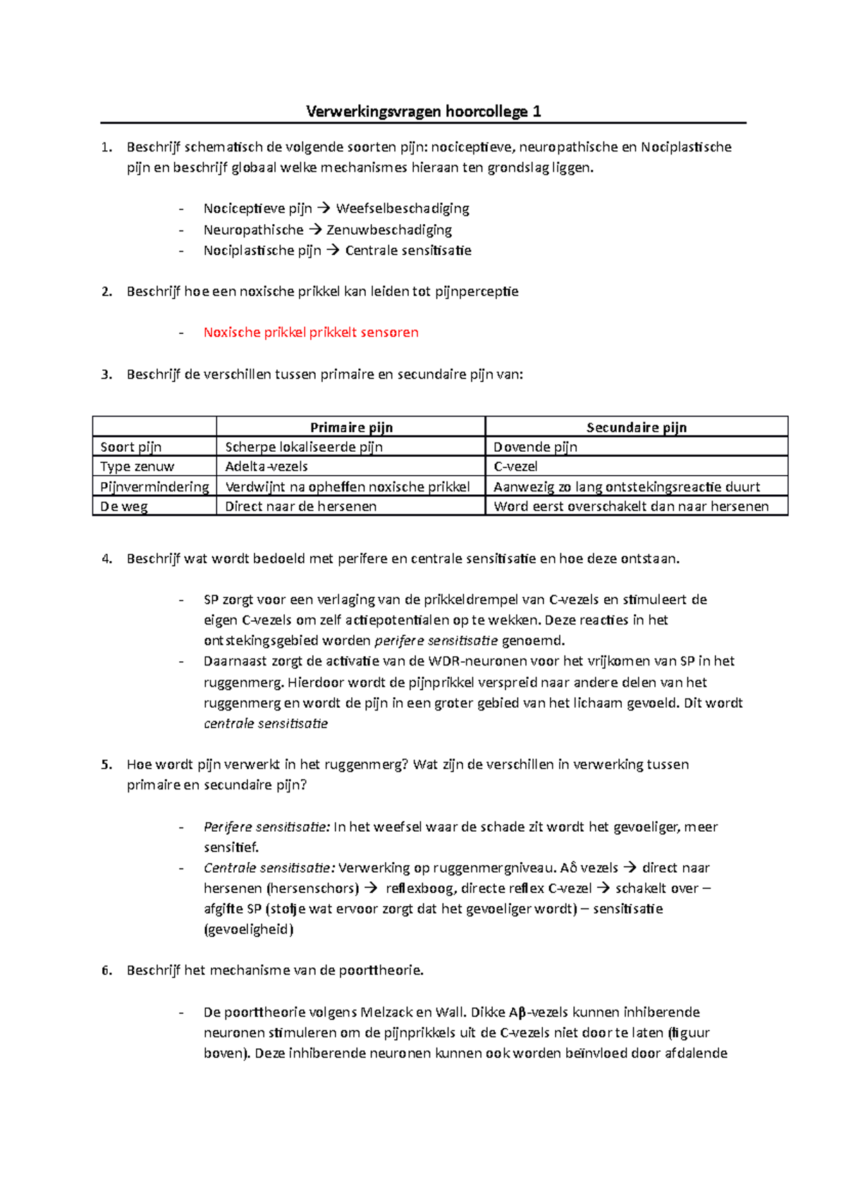 Verwerkingsvragen Hoorcolleges - Beschrijf Schematisch De Volgende ...