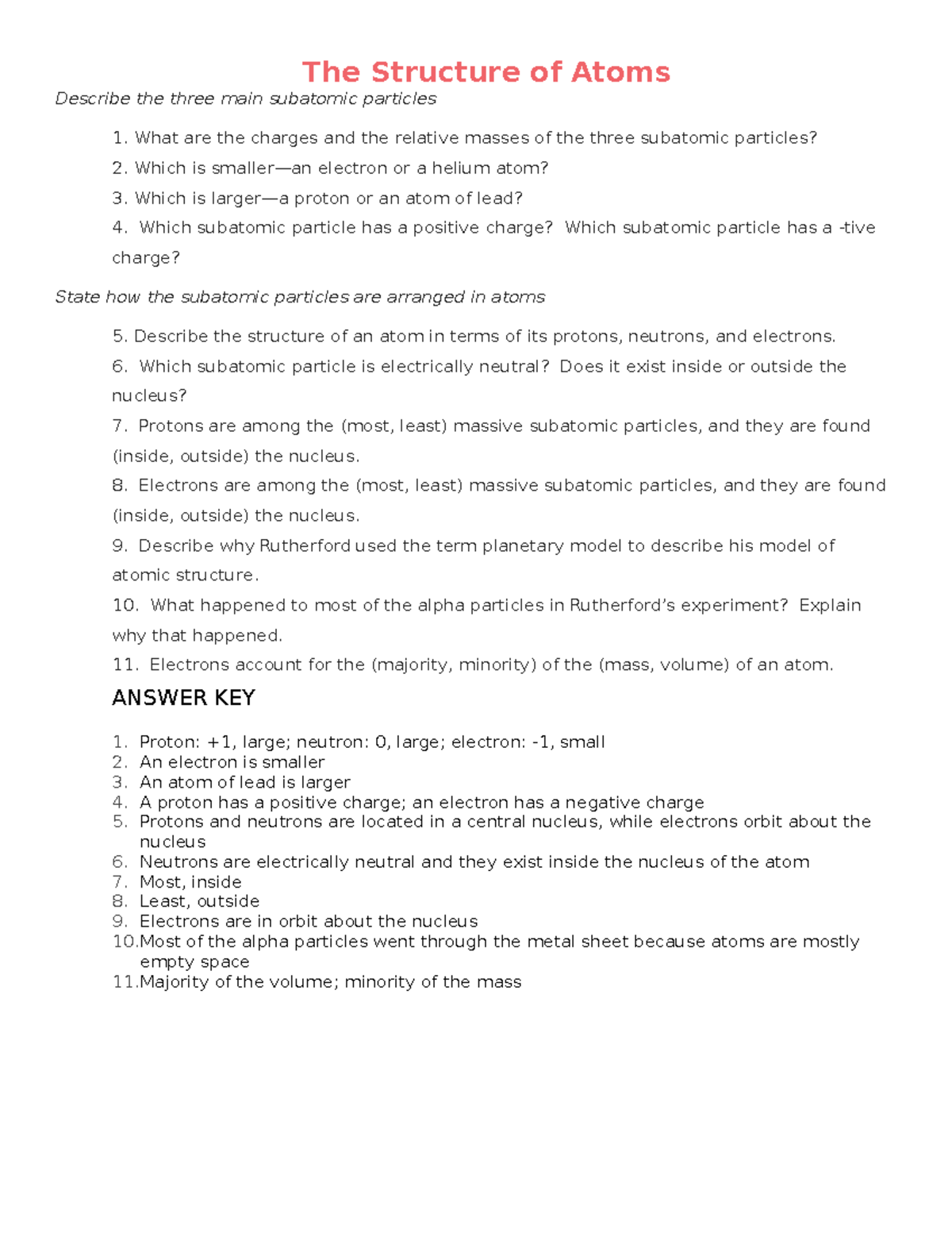 Section 2 3 Worksheet Class Practice Assignment The Structure Of