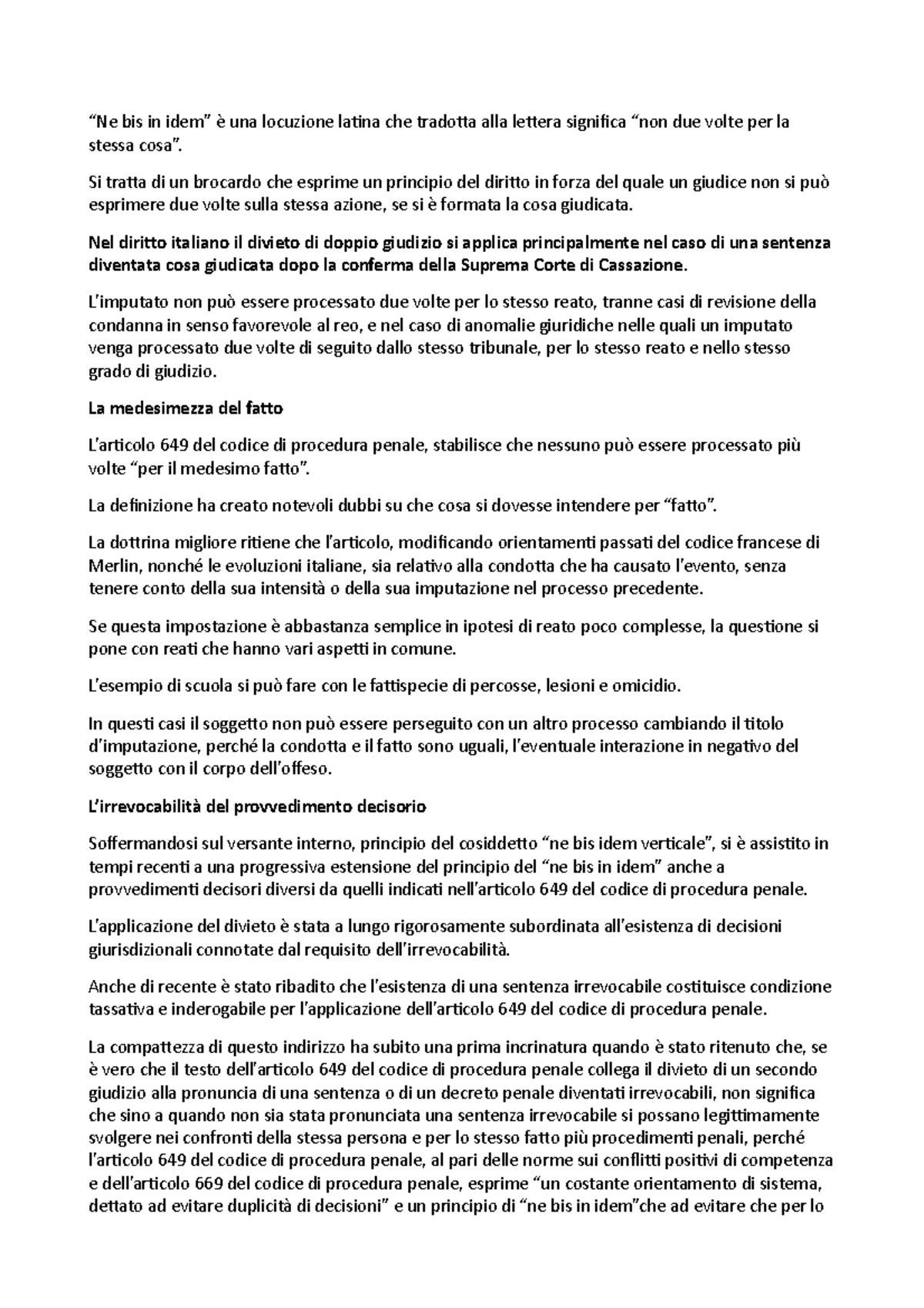 Argomento Ne bis in idem semplificato “Ne bis in idem” è una locuzione latina che tradotta Argomento Ne bis in idem semplificato “Ne bis in idem” è una locuzione latina che tradotta
