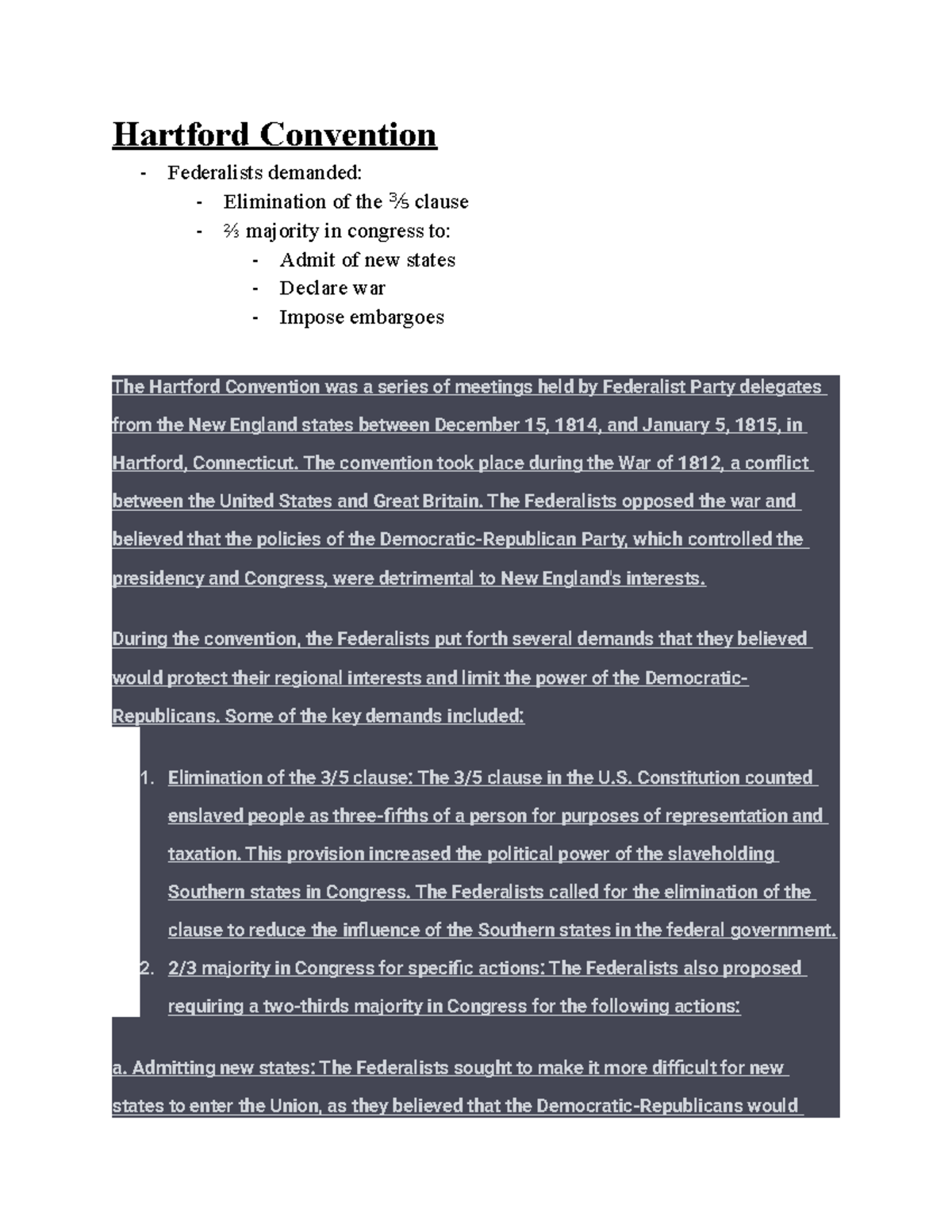 Hartford Convention influence in the world key questions Hartford