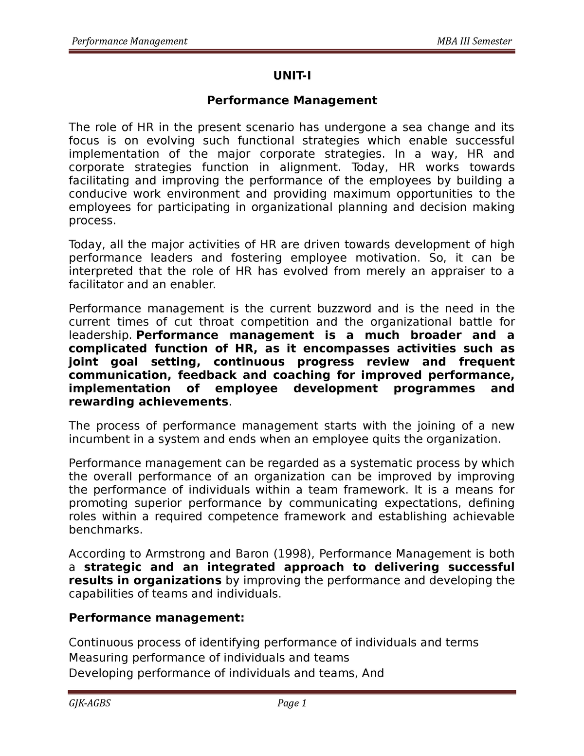 performance management master thesis