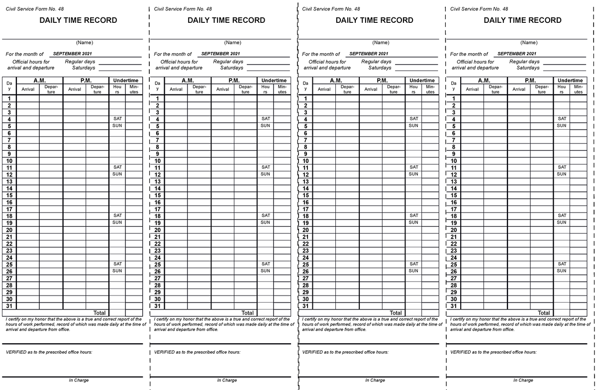 Digital Form 48 Daily Time Record Dtr In The New Normal Hot Sex Picture 3182