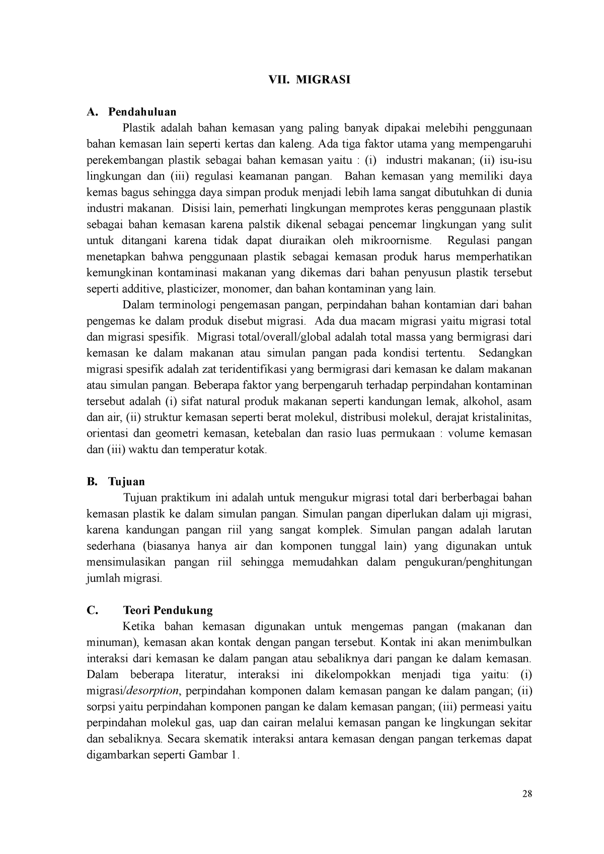 Migrasi - VII. MIGRASI A. Pendahuluan Plastik Adalah Bahan Kemasan Yang ...