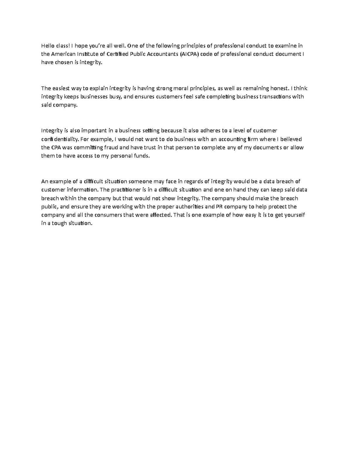 Module Six Acc 202 Discussion Post - Hello class! I hope you’re all ...