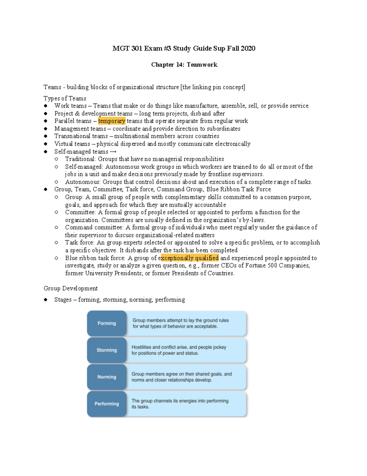 MGT 301 Exam 3 Study Guide Fin F2020 - MGT 301 Exam #3 Study Guide Sup ...