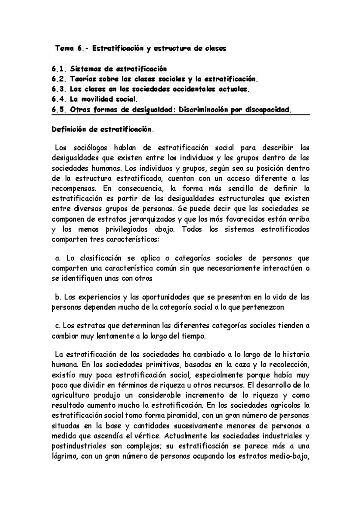 Tema 6 Estratificación Y Estructura De Clases Tema 6