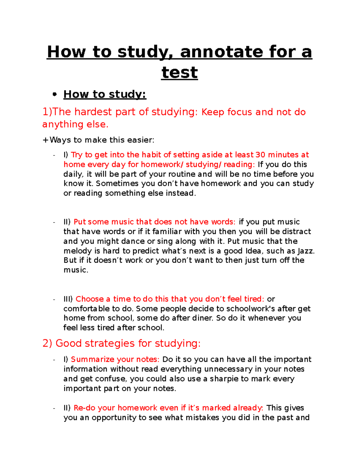How to study, annotate for a test - How to study, annotate for a test ...