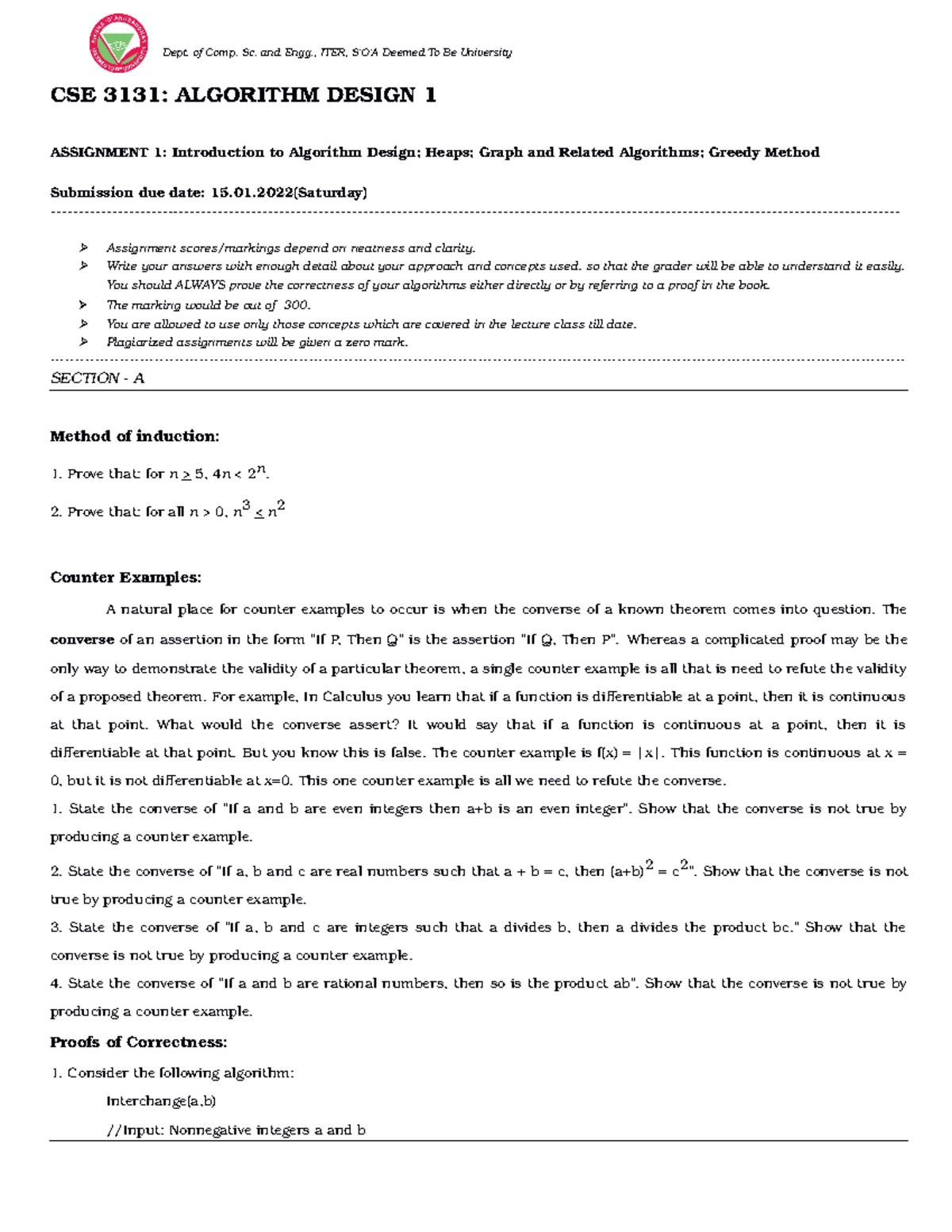 Assignment 1 Cse 3131 These Are Practice Papers Dept Ofcomp Sc Iter S O A Studocu Assignment 1 Cse 3131 These Are Practice Papers Dept Ofcomp Sc Iter S O A Studocu