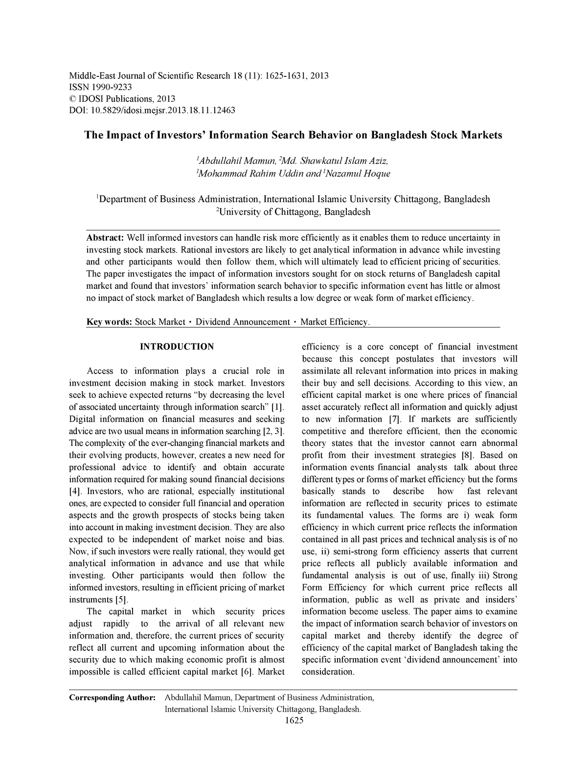 middle east journal of scientific research