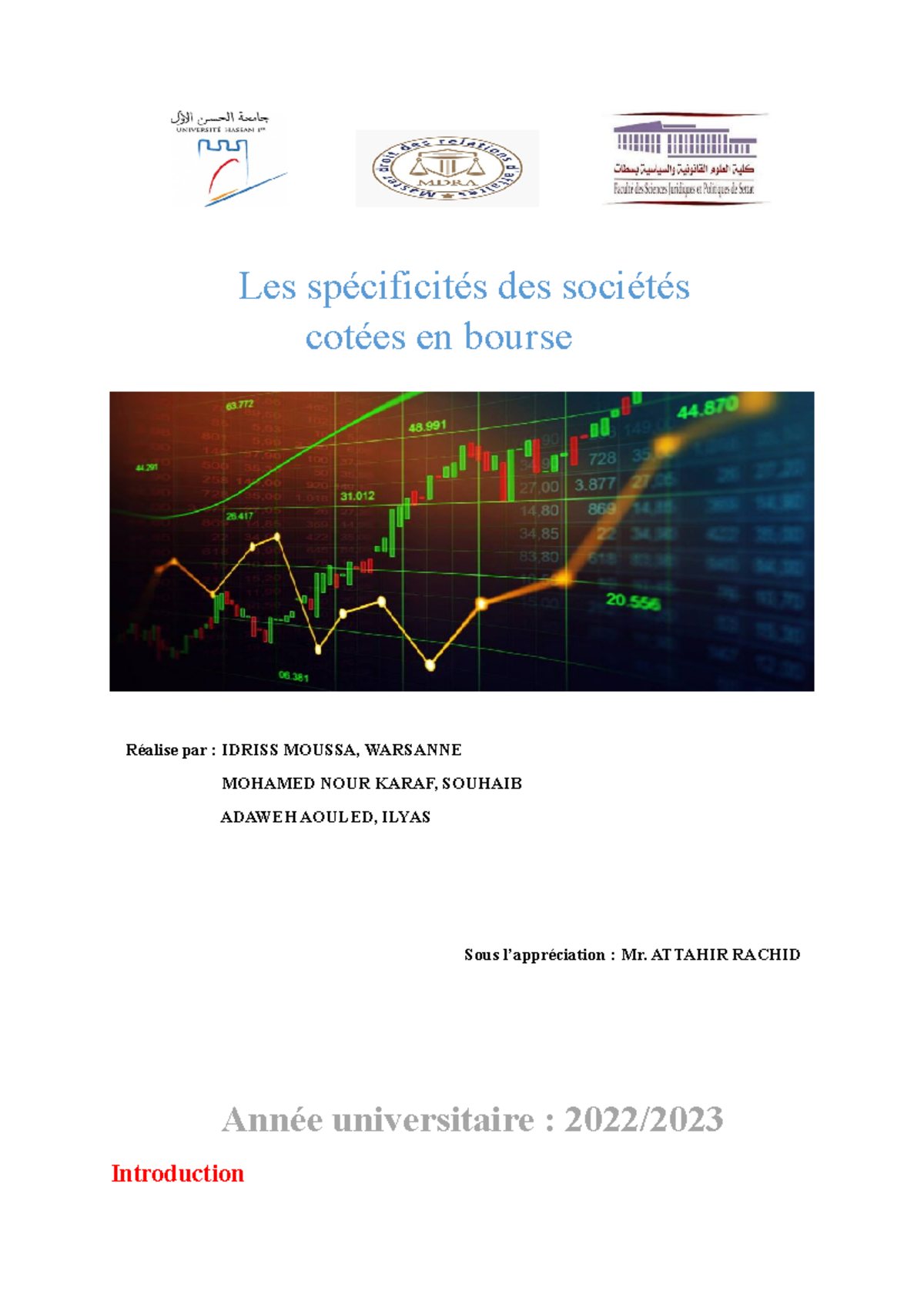 Societe cotee en bourse-1 - Réalise par : IDRISS MOUSSA, WARSANNE ...