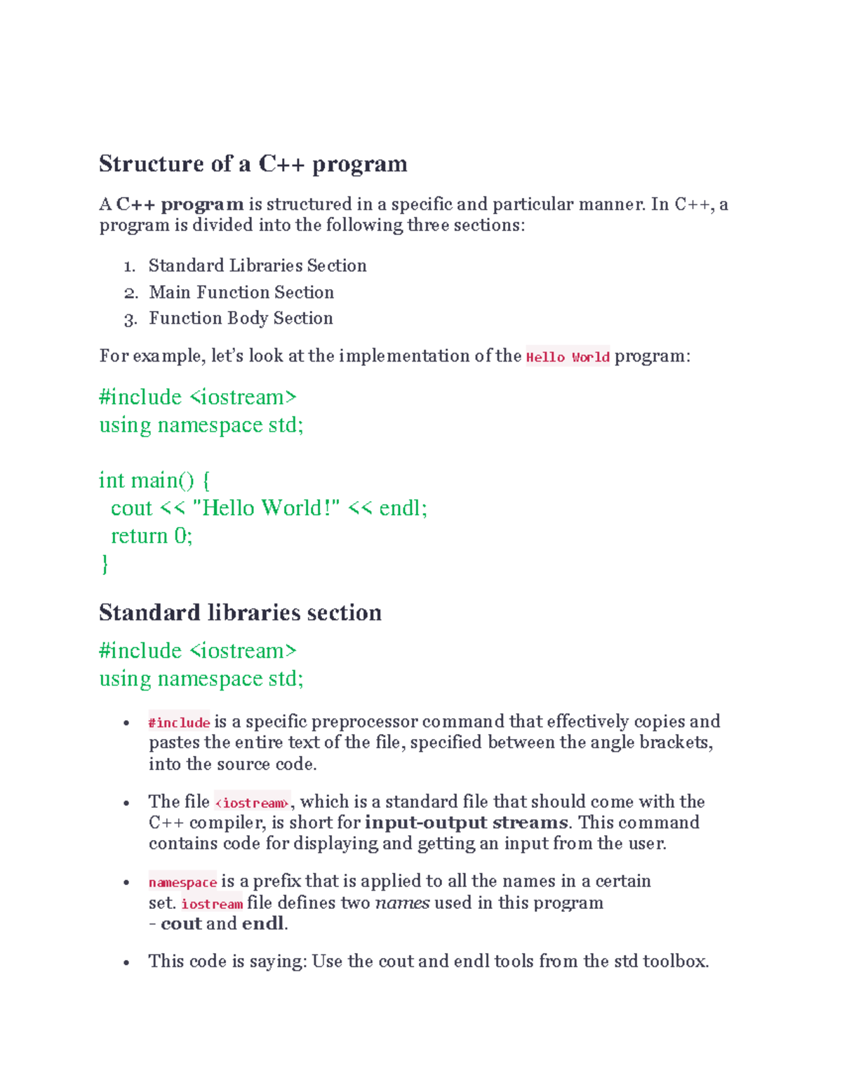 Oop lesson 5 - Lecture notes 5 - Structure of a C++ program A C++ ...