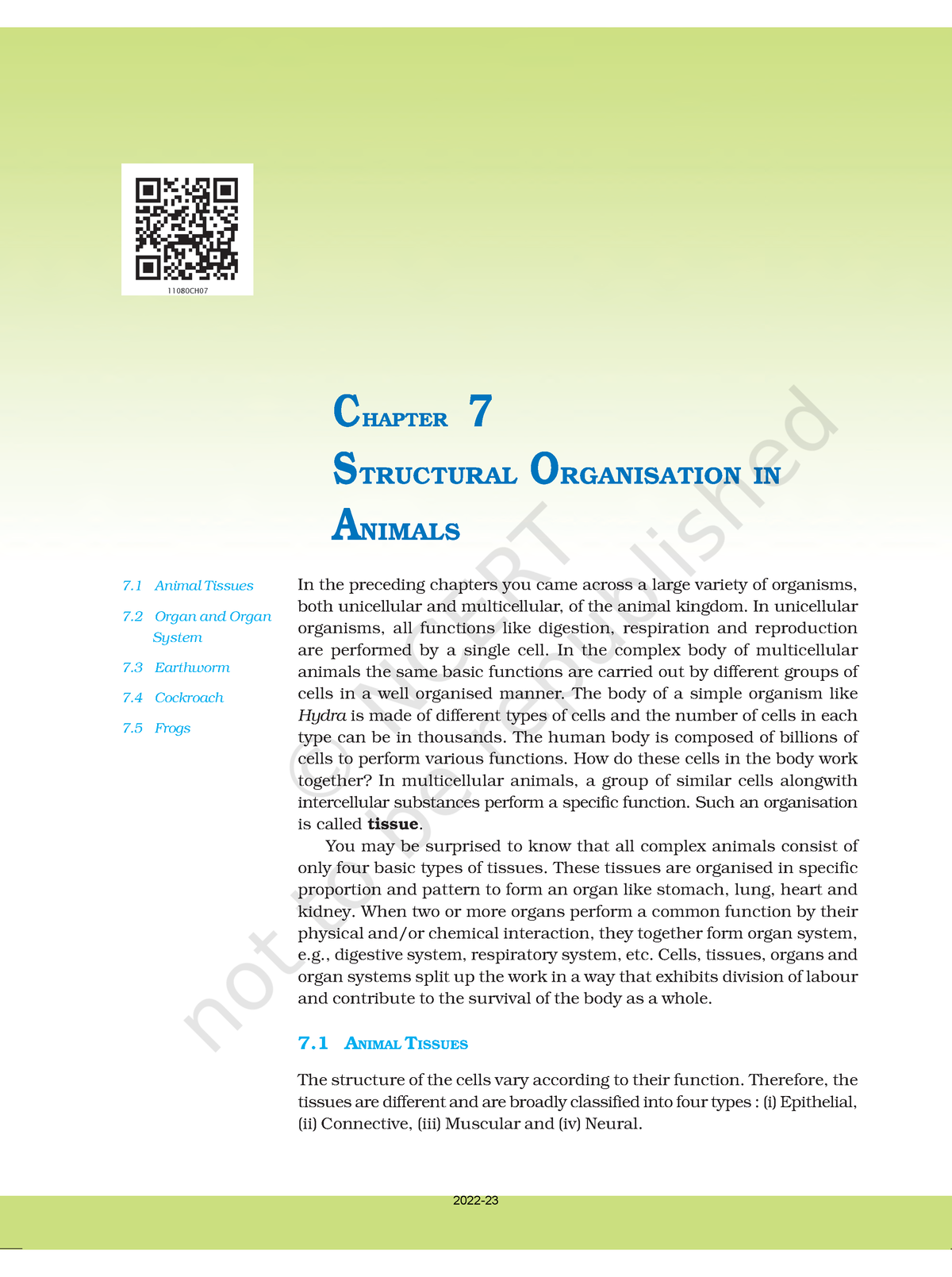 Chapter 7- Structural Organisation IN Animals - 100 BIOLOGY In the  preceding chapters you came - Studocu