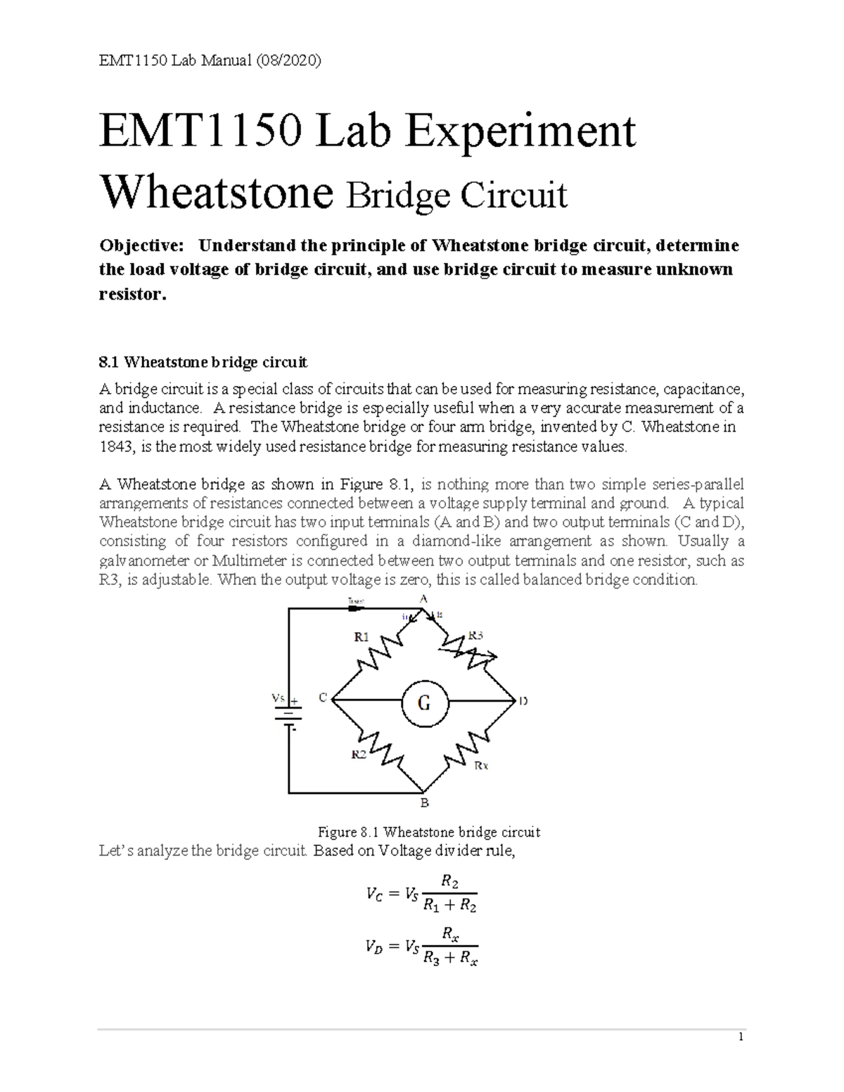 wheatstone bridge experiment lab report pdf