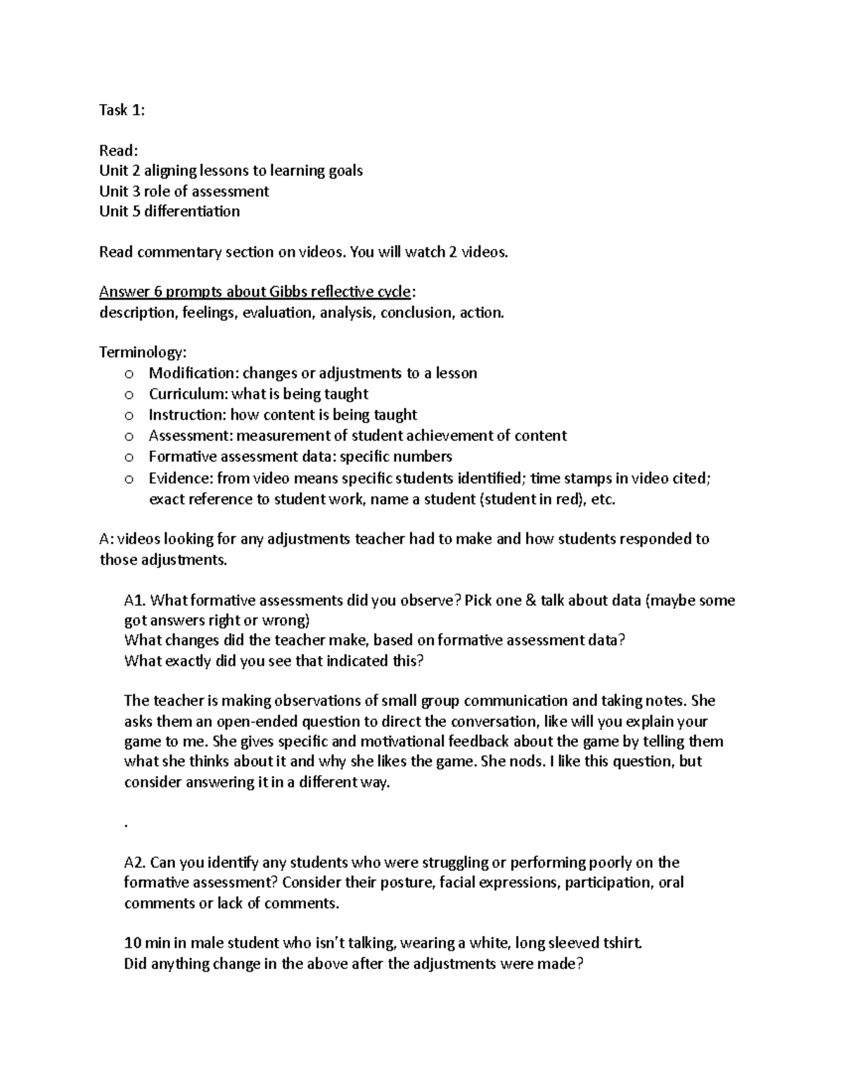 D171 Task 1 Notes - Task 1: Read: Unit 2 Aligning Lessons To Learning ...