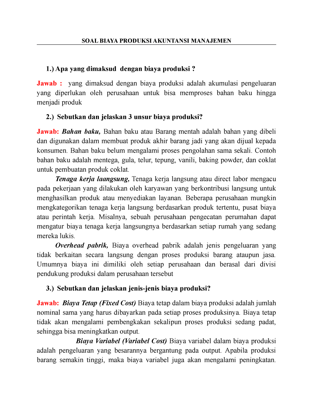 SOAL Biaya Produksi Akuntansi Manajemen - SOAL BIAYA PRODUKSI AKUNTANSI ...