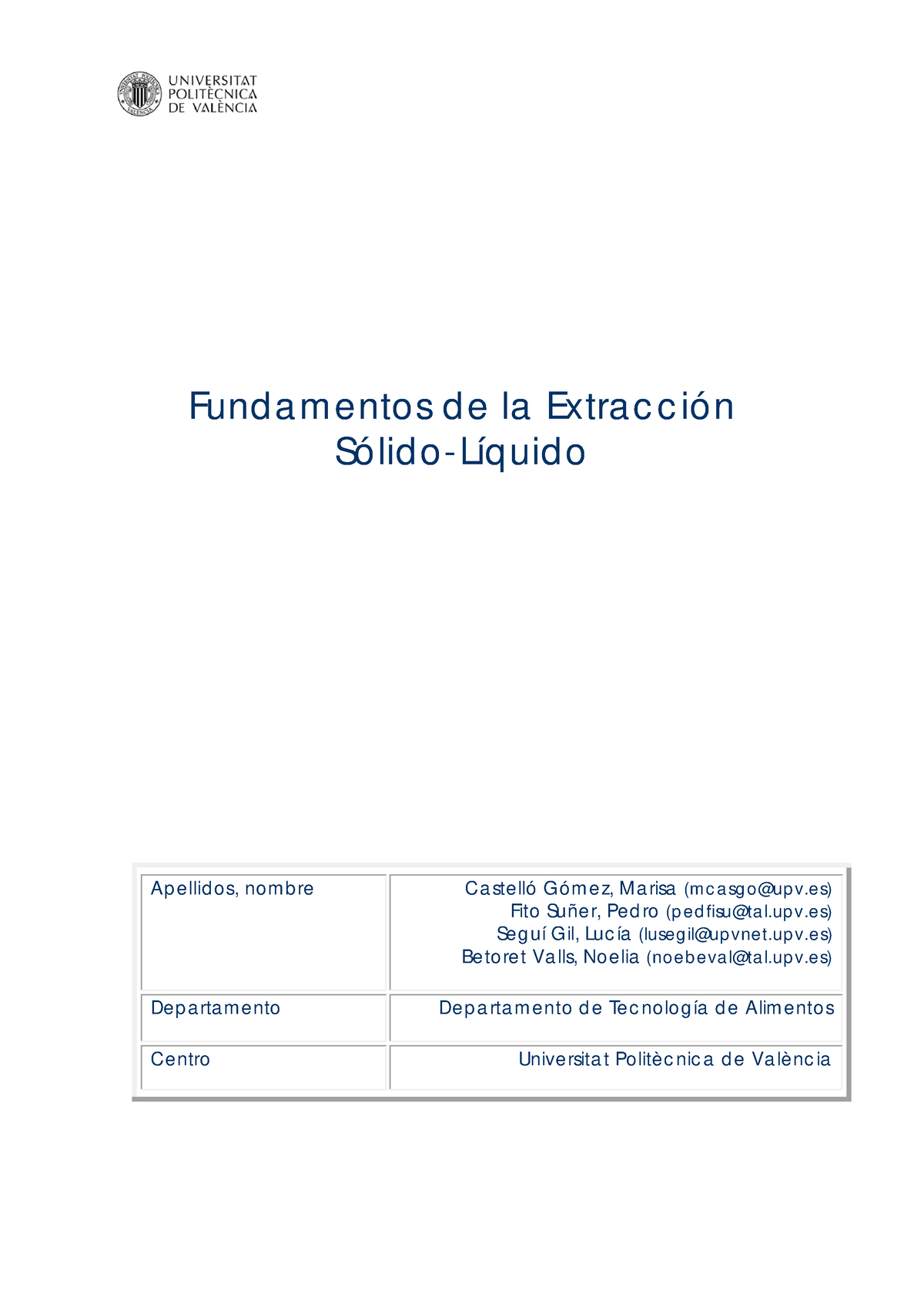 Fundamentos De La Extracción Sólido-Líquido - Fund A M Entos D E La ...