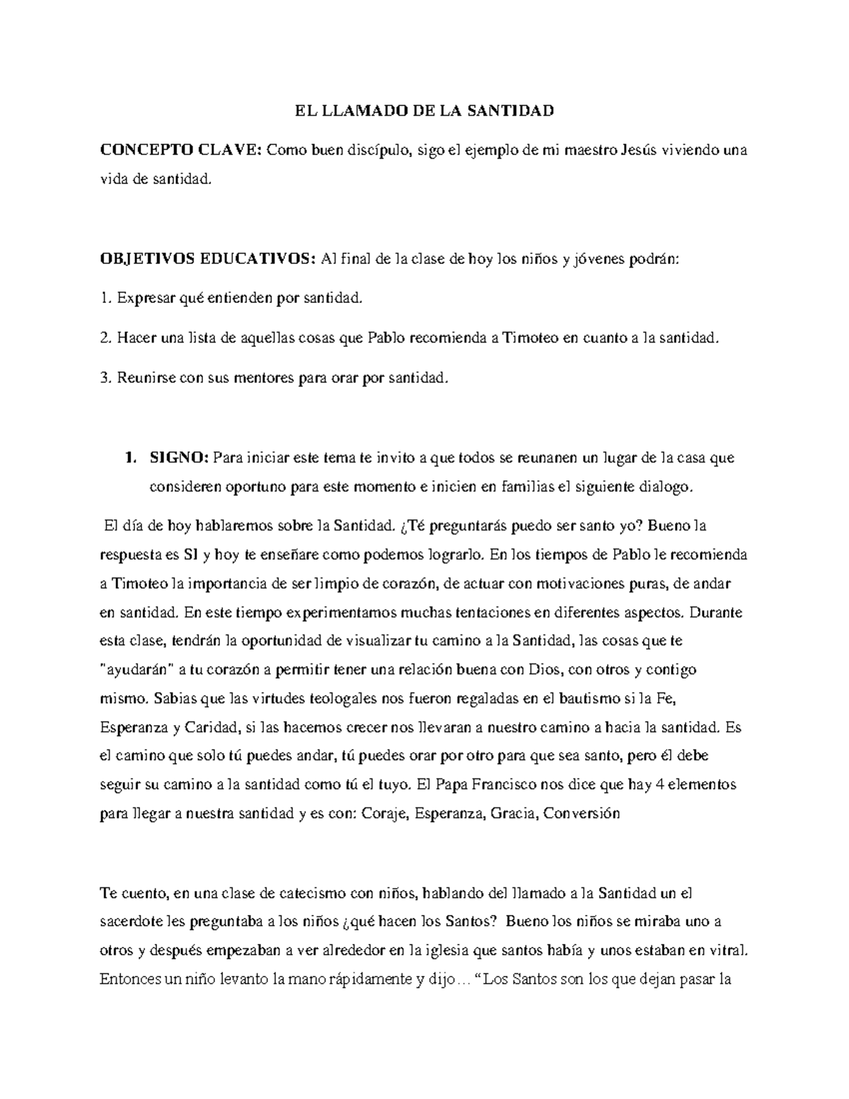 EL Llamado DE LA Santidad-1 - EL LLAMADO DE LA SANTIDAD CONCEPTO CLAVE ...