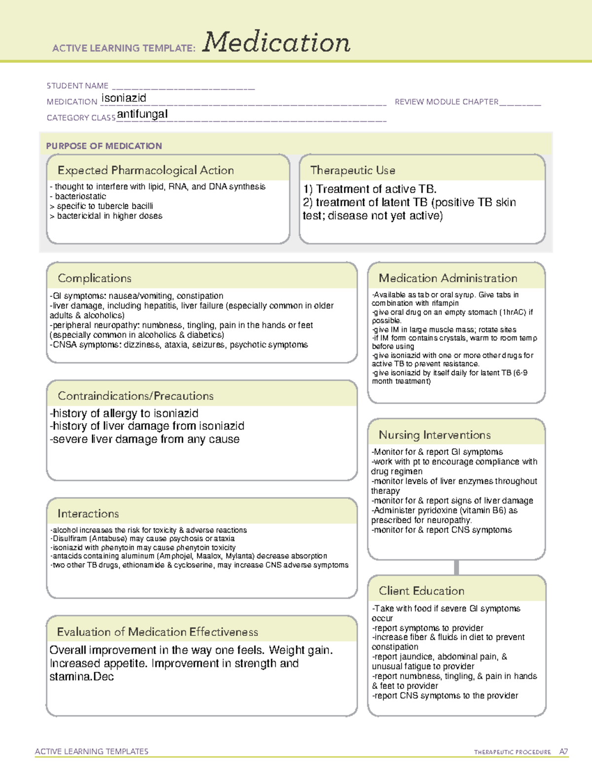 Isoniazid - CMS - ACTIVE LEARNING TEMPLATES THERAPEUTIC PROCEDURE A ...