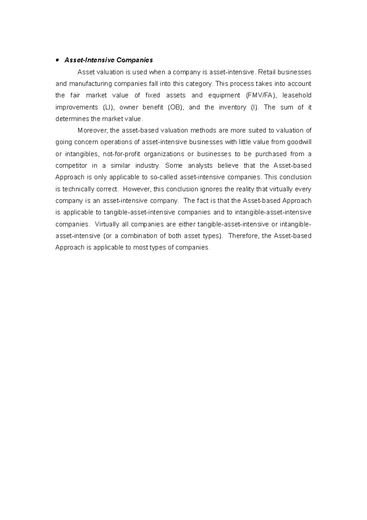 00000000000000 - Lecture notes 4 - Asset-Intensive Companies Asset ...