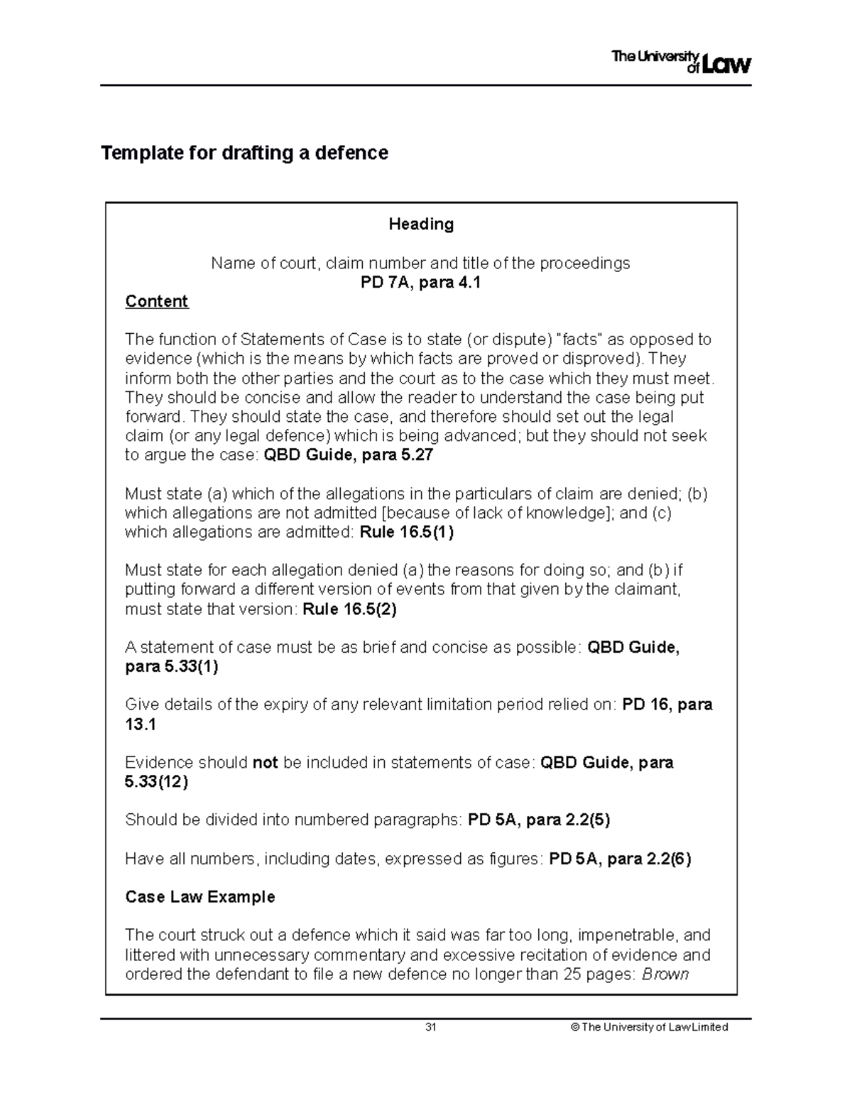 Defence Template - Template for drafting a defence Heading Name of ...