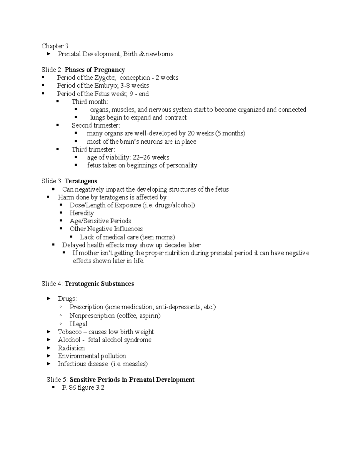 Chapter 3 Notes - Prenatal Development, Birth & Newborns - Chapter 3 ...