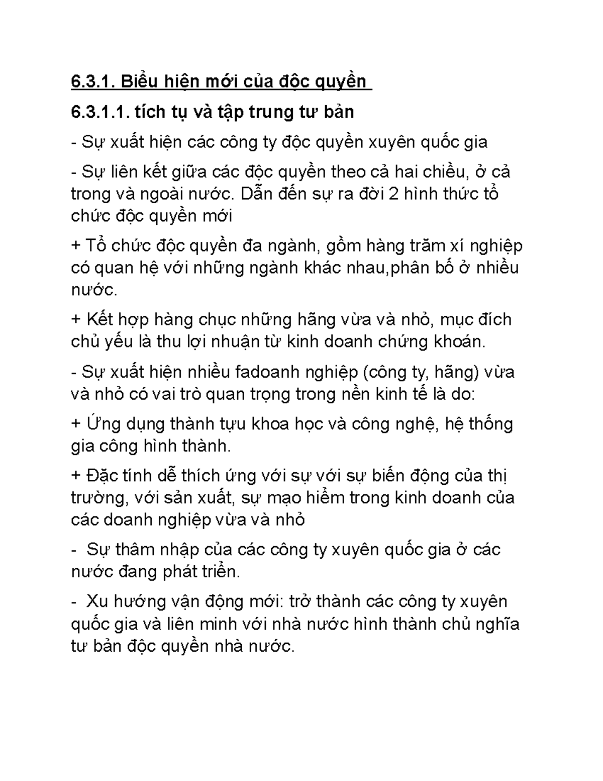 aaaaaaaaaaaaaaaaaa - 6.3. Biểu hiện mới của độc quyền 6.3.1. tích tụ và ...