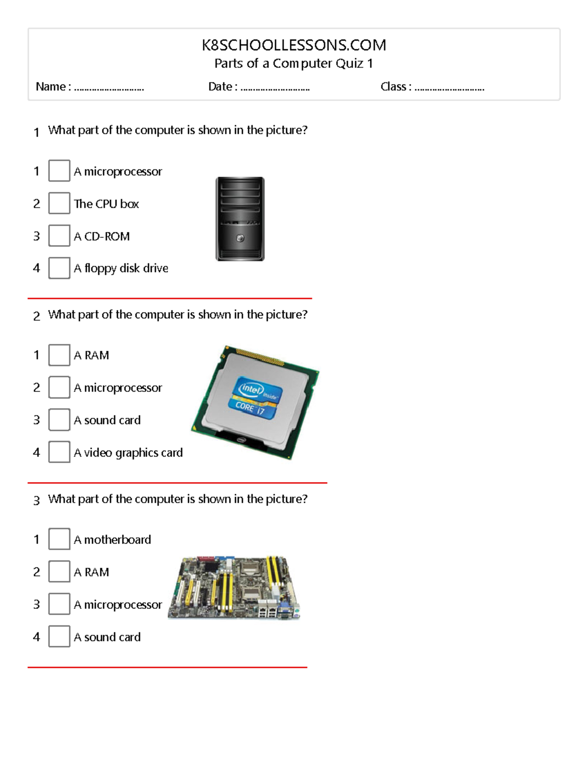 Class test want to test my ability K8SCHOOLLESSONS Parts of a