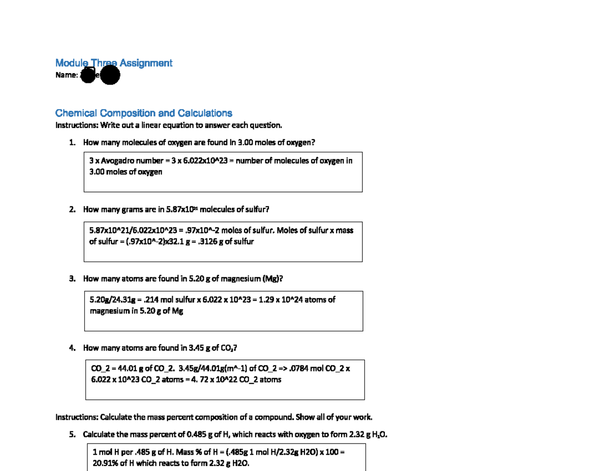 Chem module 3assignment - CHM1100C - Studocu