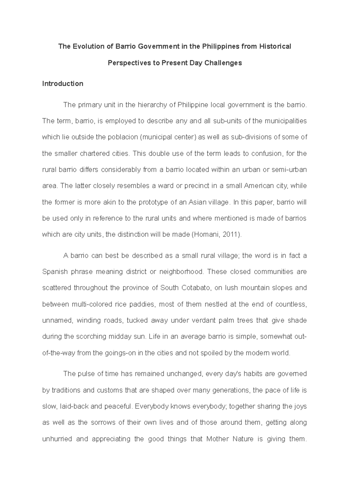 Barrio- Government - Introduction for a research - The Evolution of ...