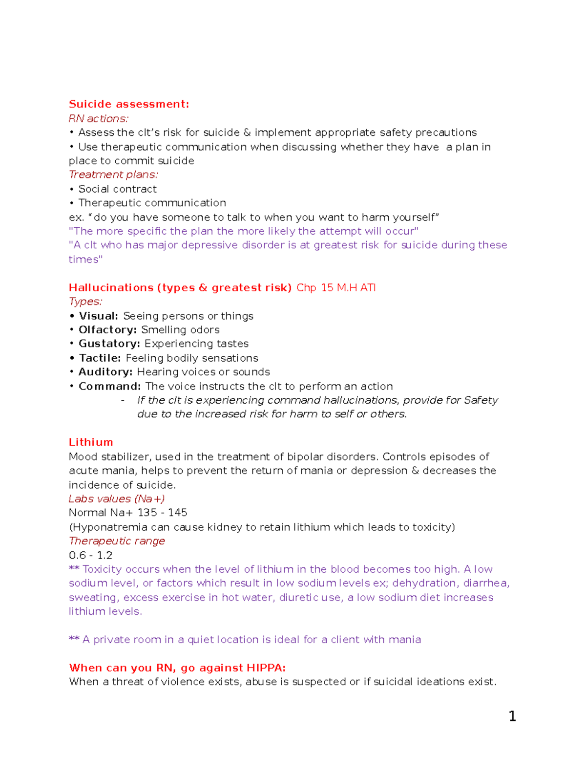 Study guide for exam Suicide assessment RN actions Assess the clt’s