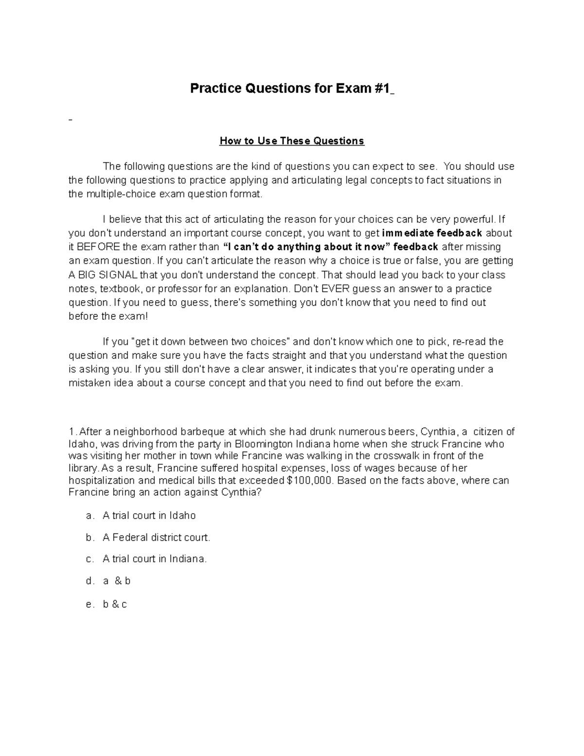 SP23 Exam 1 Practice Problems - Practice Questions for Exam How to Use ...