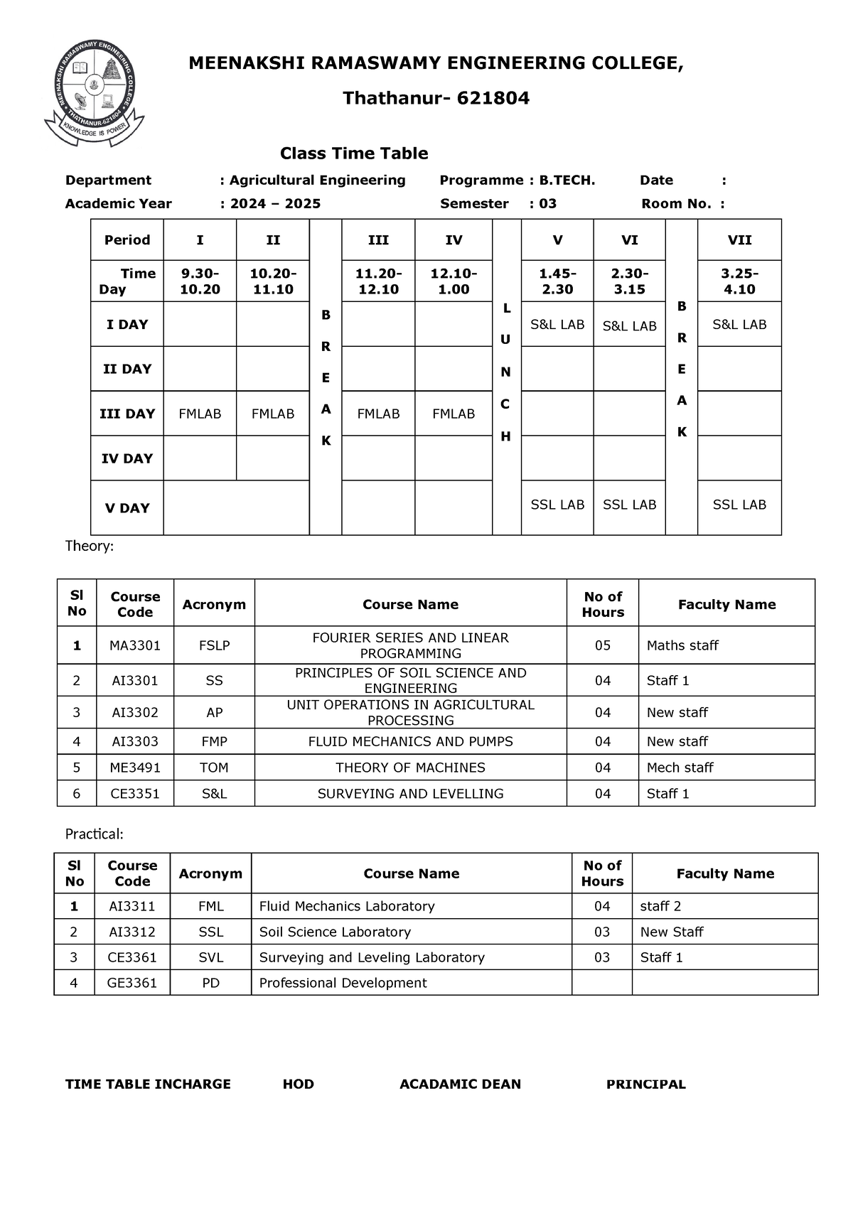 Comission TIME Table FOR Odd Sem (2024-2025) LAB ONLY - MEENAKSHI ...