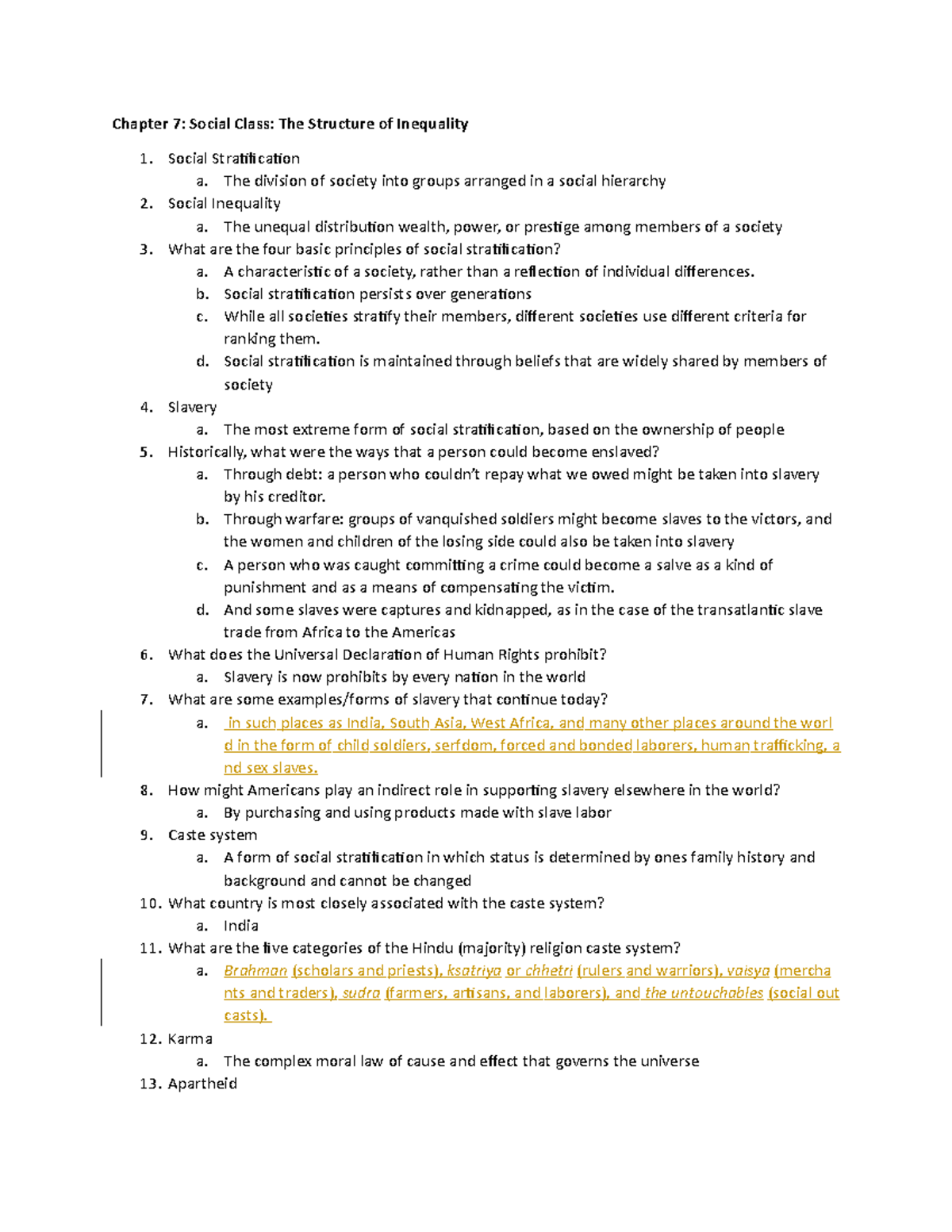 EXAM 4 study guide - SOCI 100 - Chapter 7: Social Class: The Structure ...