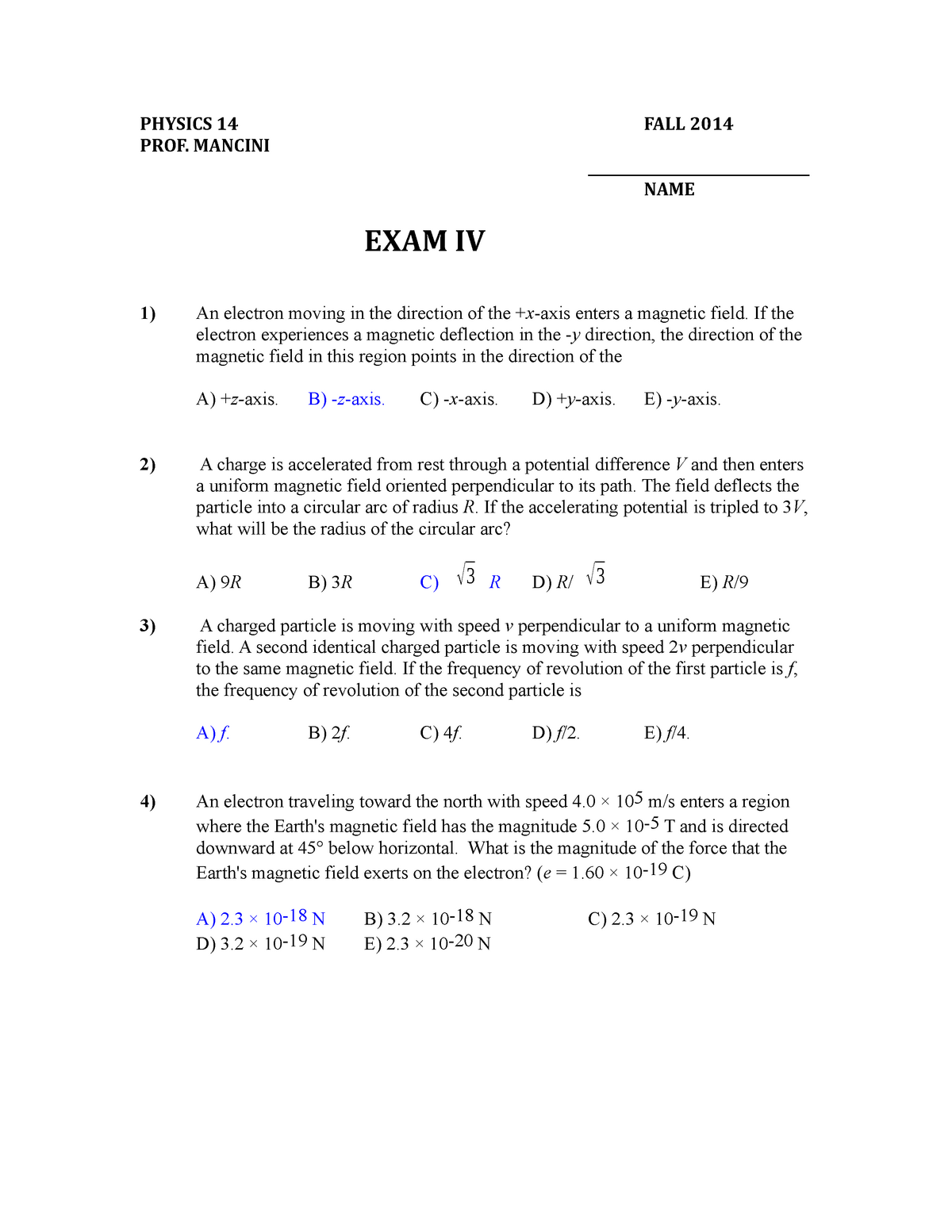 Physics 14 Exam Iv Studocu