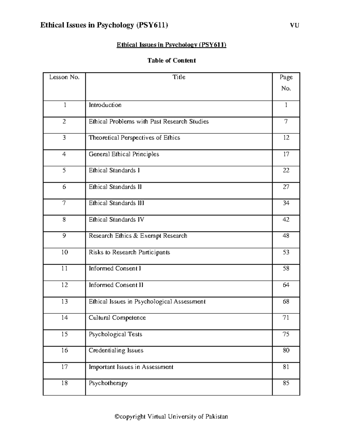 Update handouts of PSY611from lesson 1-22 - Ethical Issues in ...