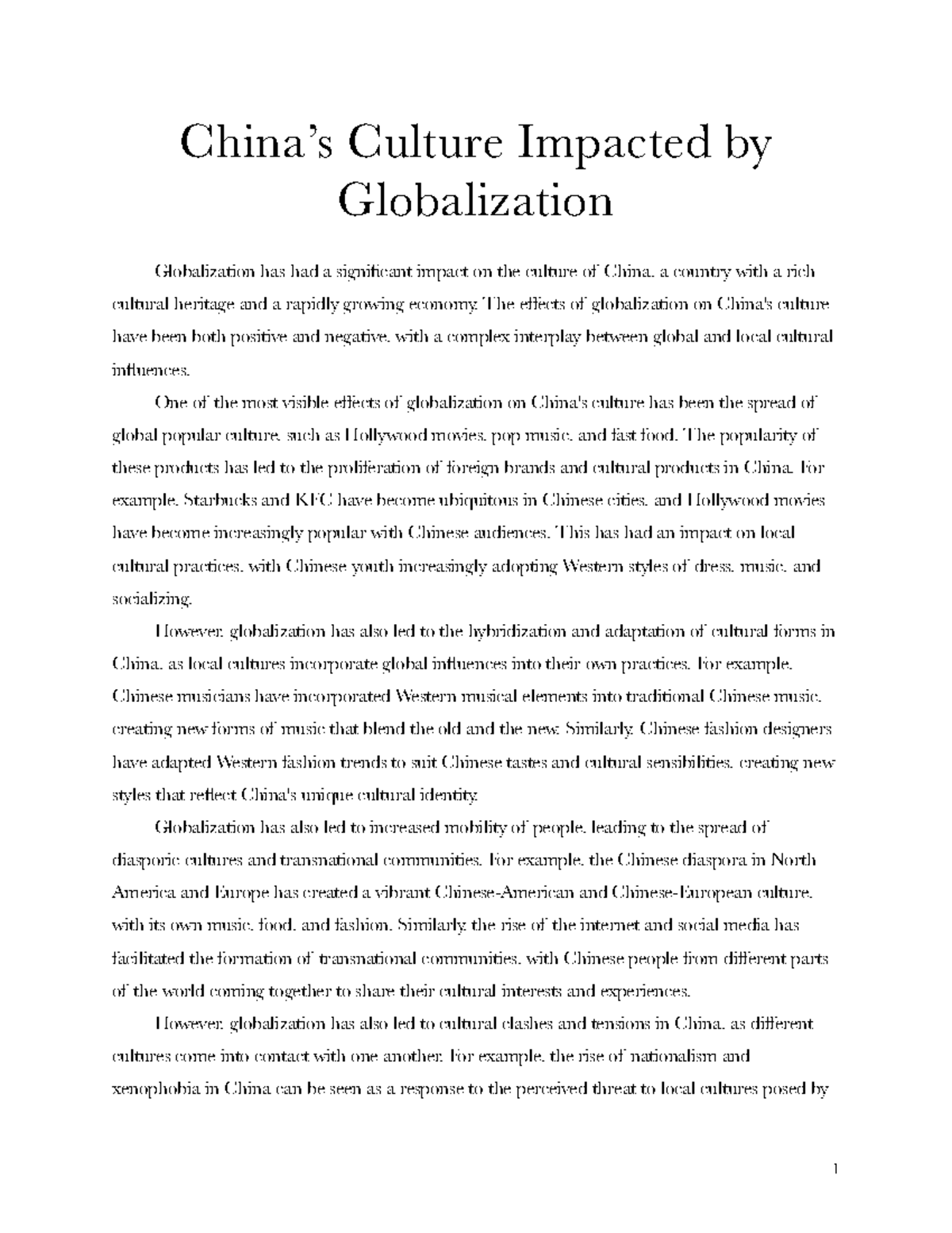 effects of globalization on culture essay