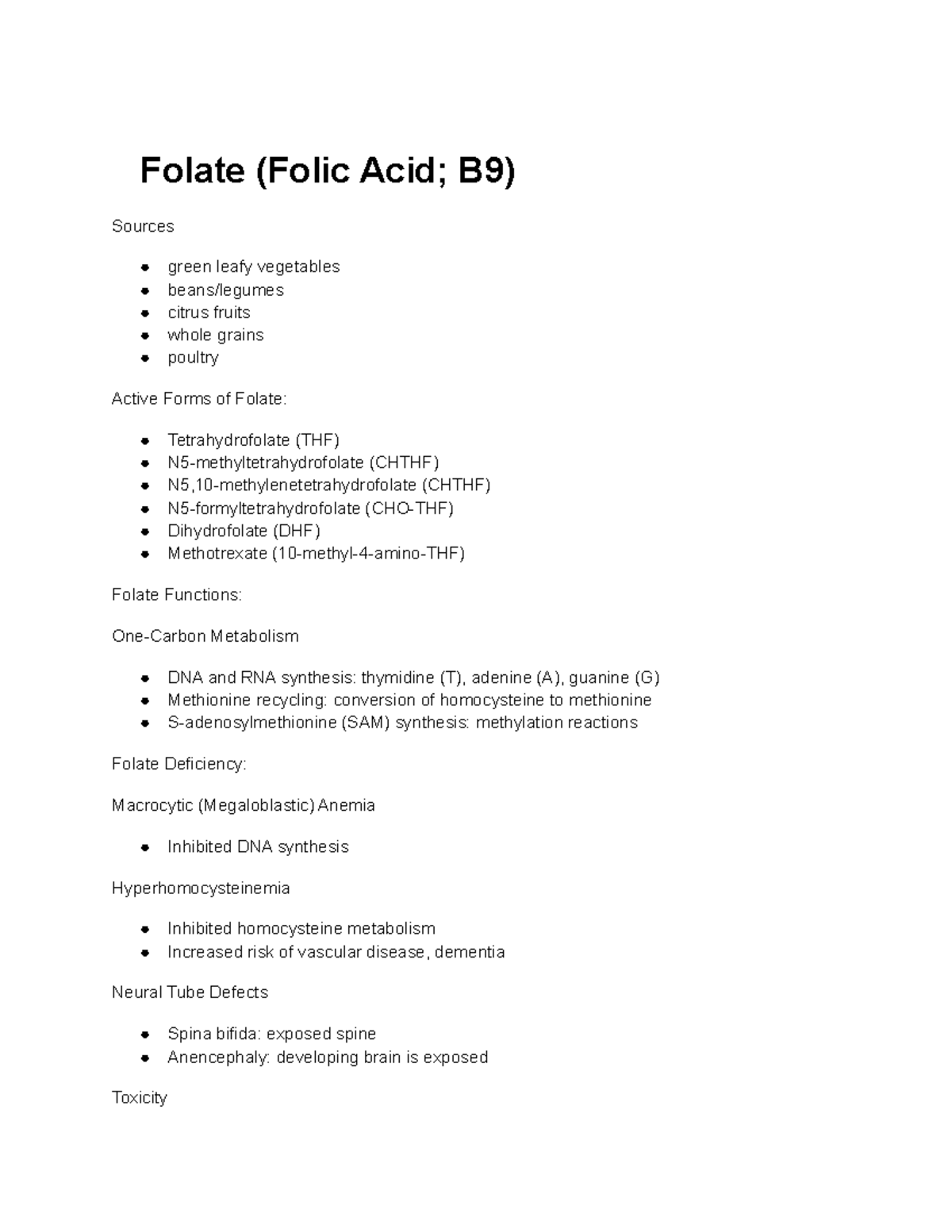 Nutrition And Health Folate - Folate (Folic Acid; B9) Sources Green ...