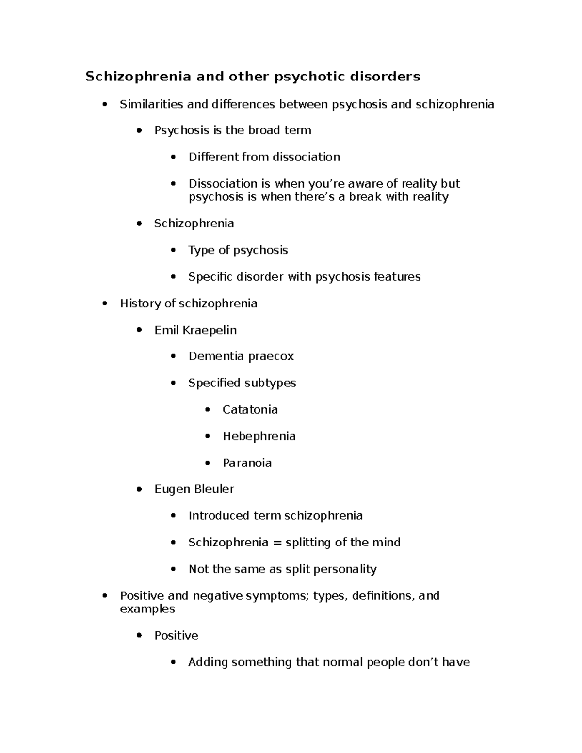 Abnormal Psych Study Guide - Schizophrenia and other psychotic ...